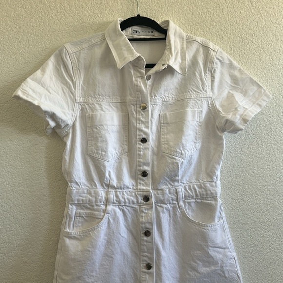 NWOT ZARA WHITE DENIM MINI DRESS - Picture 8 of 12